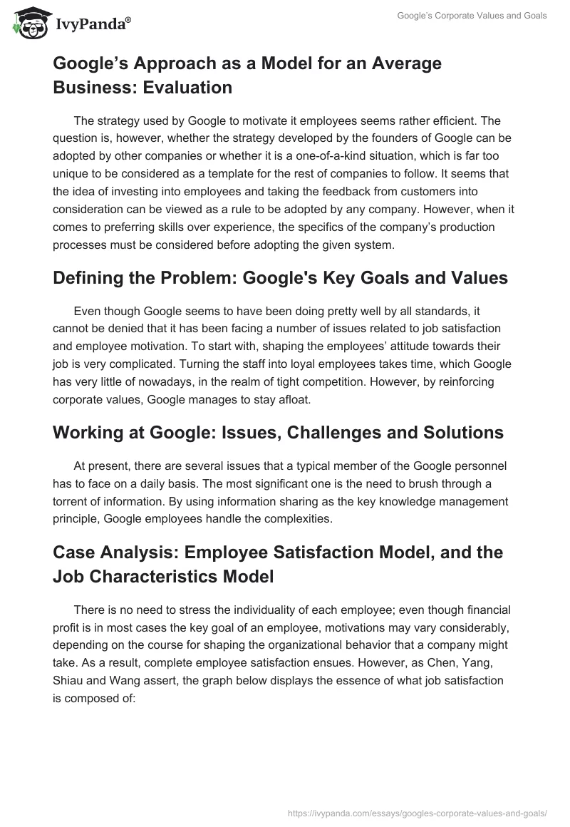 Google’s Corporate Values and Goals. Page 3