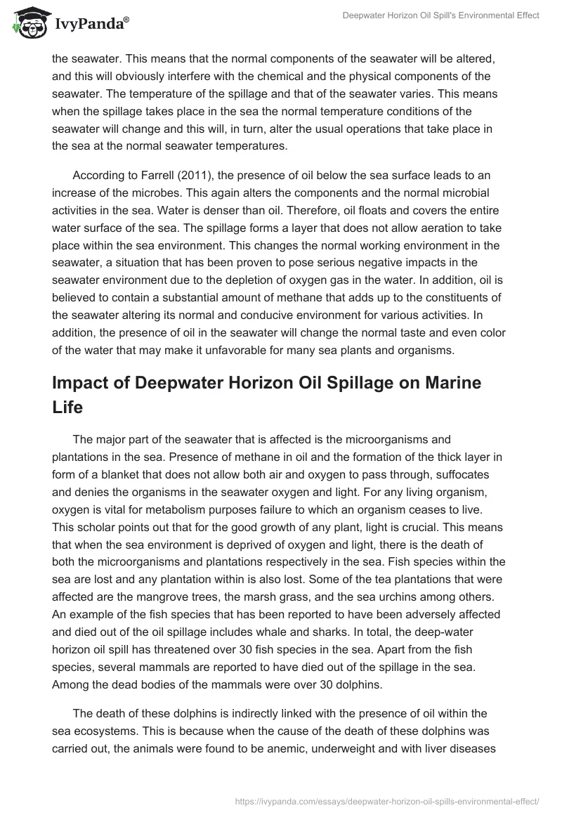 Deepwater Horizon Oil Spill's Environmental Effect. Page 5