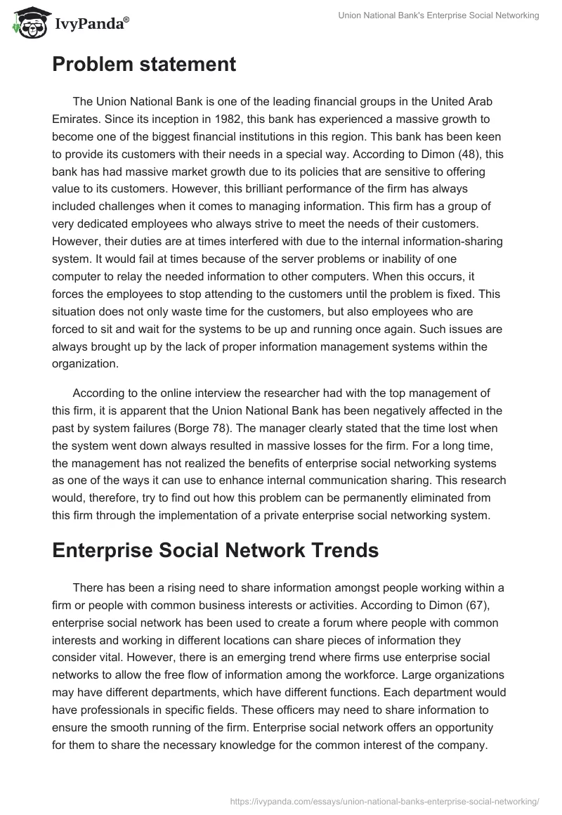 Union National Bank's Enterprise Social Networking. Page 2