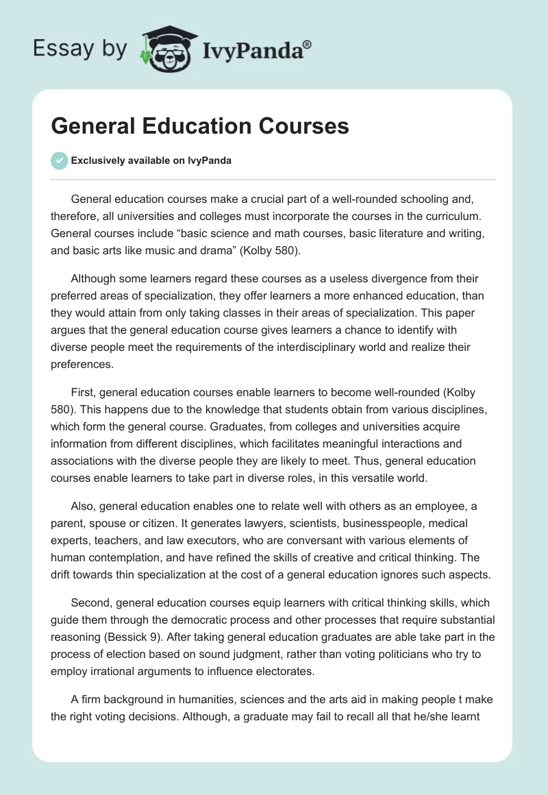 General Education Courses. Page 1