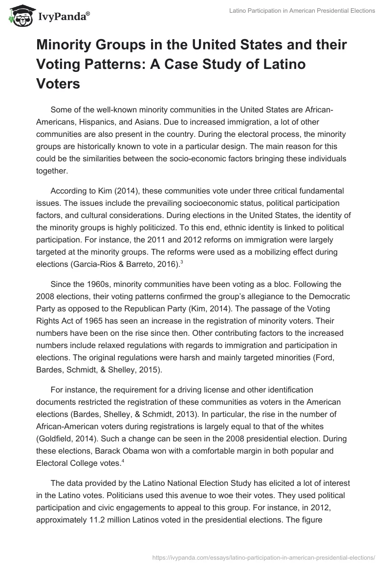 Latino Participation in American Presidential Elections. Page 2