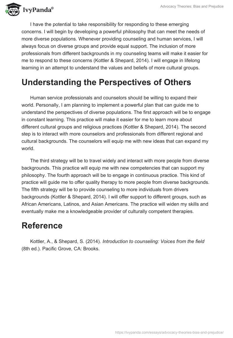 Advocacy Theories: Bias and Prejudice. Page 2