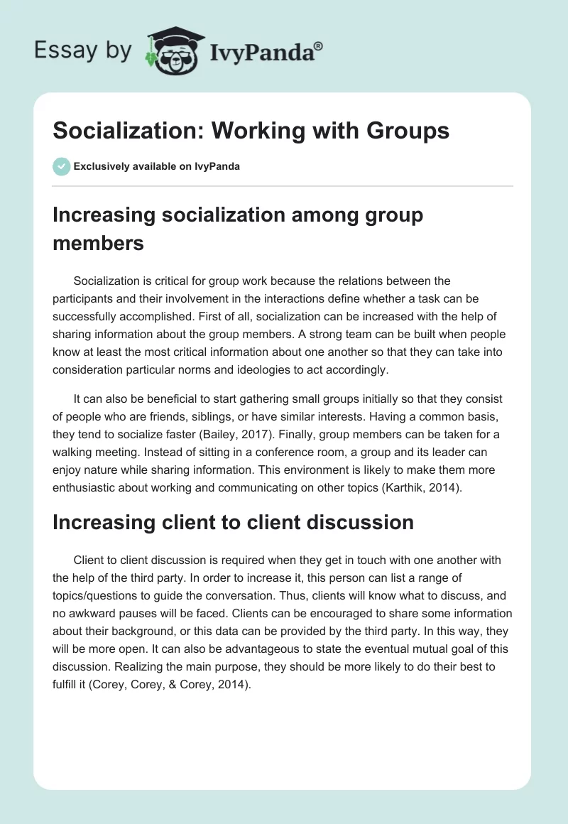 Socialization: Working with Groups. Page 1