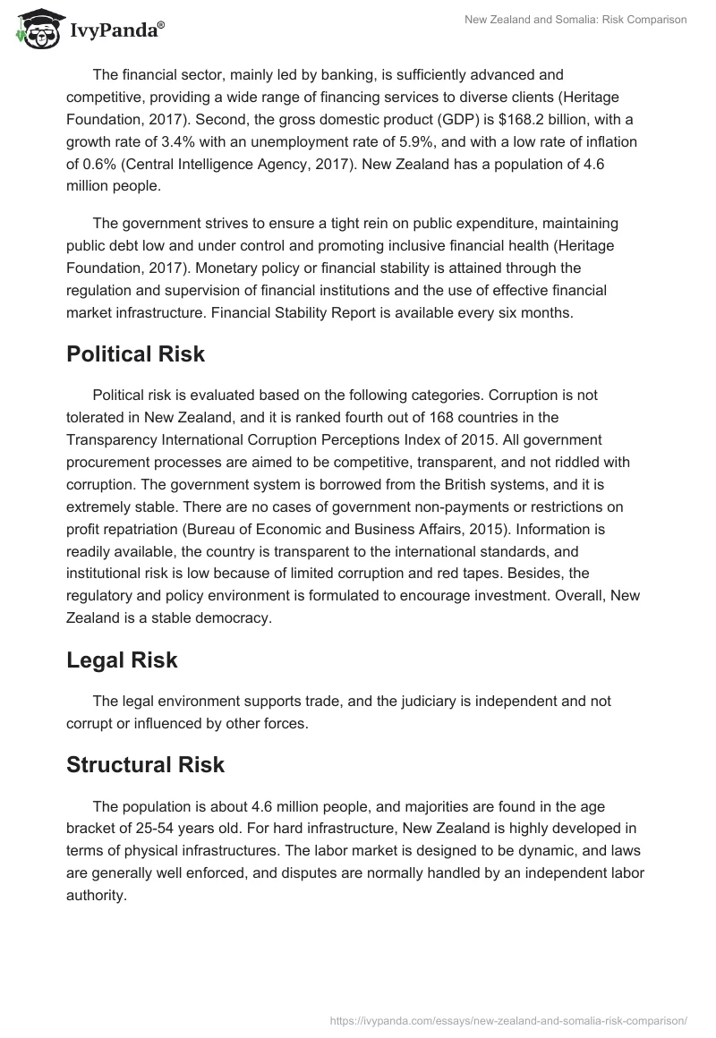 New Zealand and Somalia: Risk Comparison. Page 2