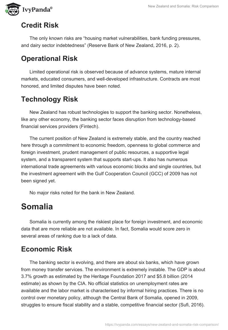New Zealand and Somalia: Risk Comparison. Page 3