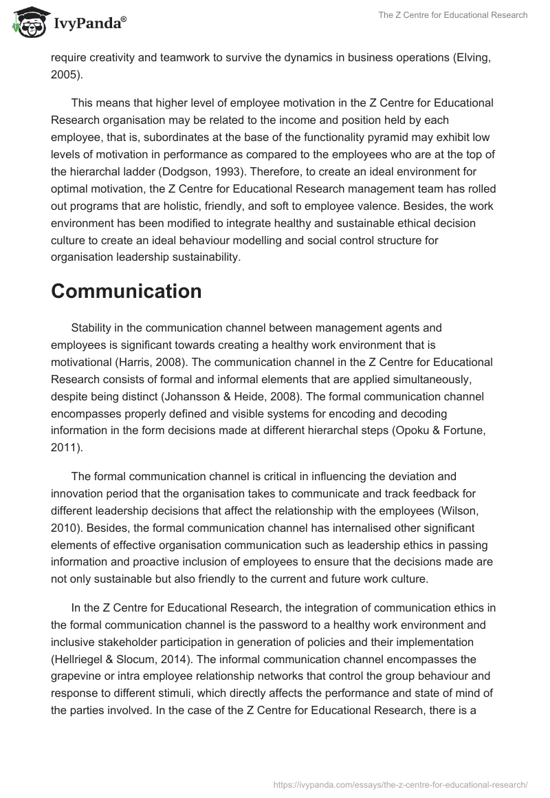 The Z Centre for Educational Research. Page 5