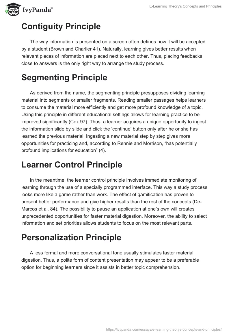E-Learning Theory's Concepts and Principles. Page 2