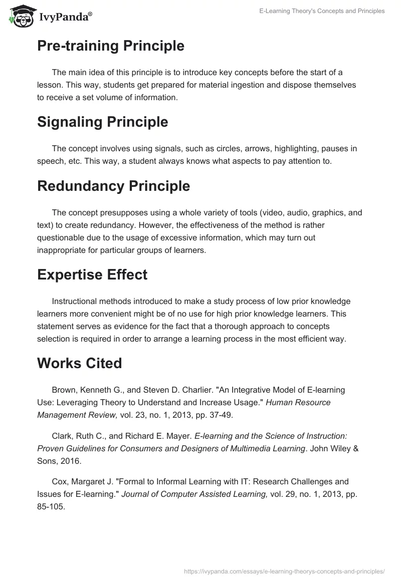 E-Learning Theory's Concepts and Principles. Page 3