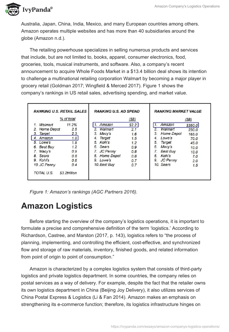 Amazon Company's Logistics Operations. Page 2