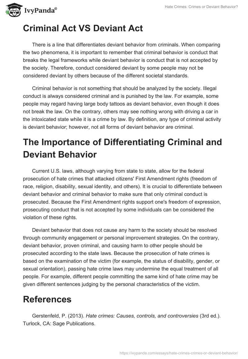 Hate Crimes: Crimes or Deviant Behavior?. Page 2