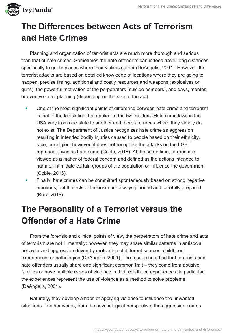Terrorism or Hate Crime: Similarities and Differences. Page 3