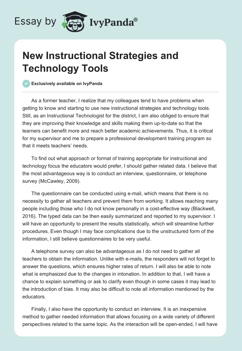 New Instructional Strategies and Technology Tools. Page 1