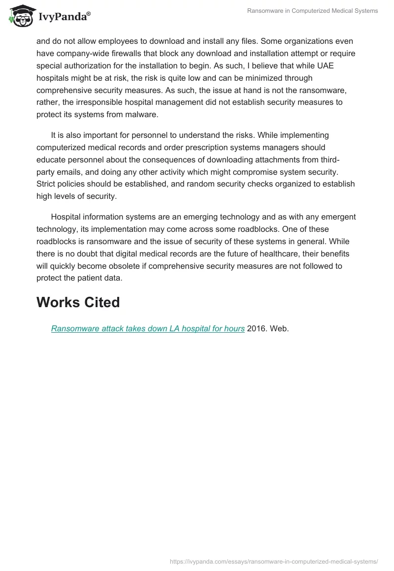 Ransomware in Computerized Medical Systems. Page 2