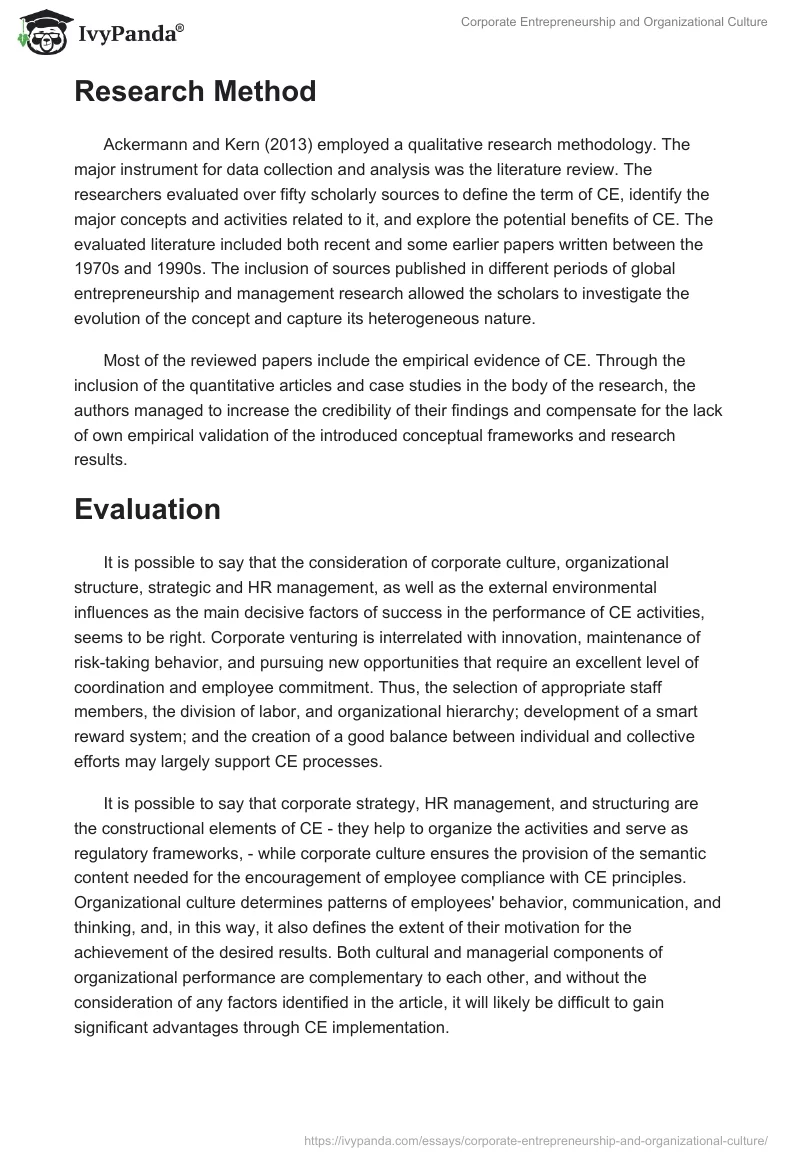Corporate Entrepreneurship and Organizational Culture. Page 2
