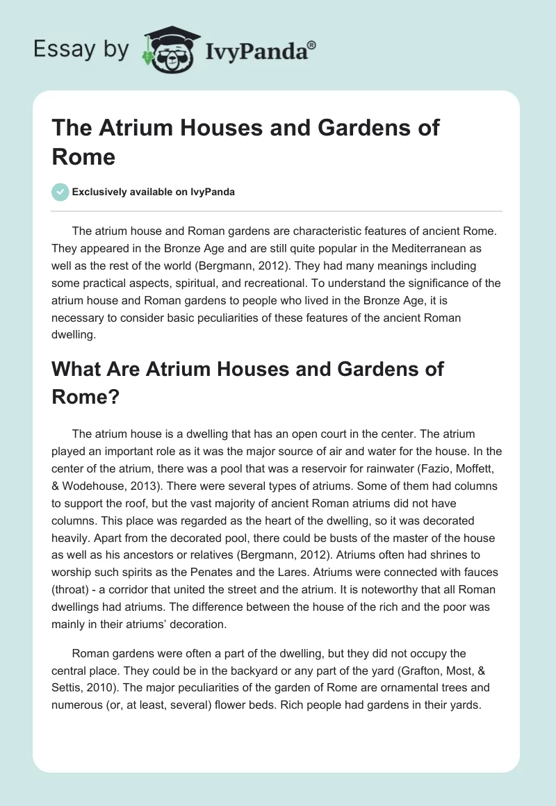 The Atrium Houses and Gardens of Rome. Page 1