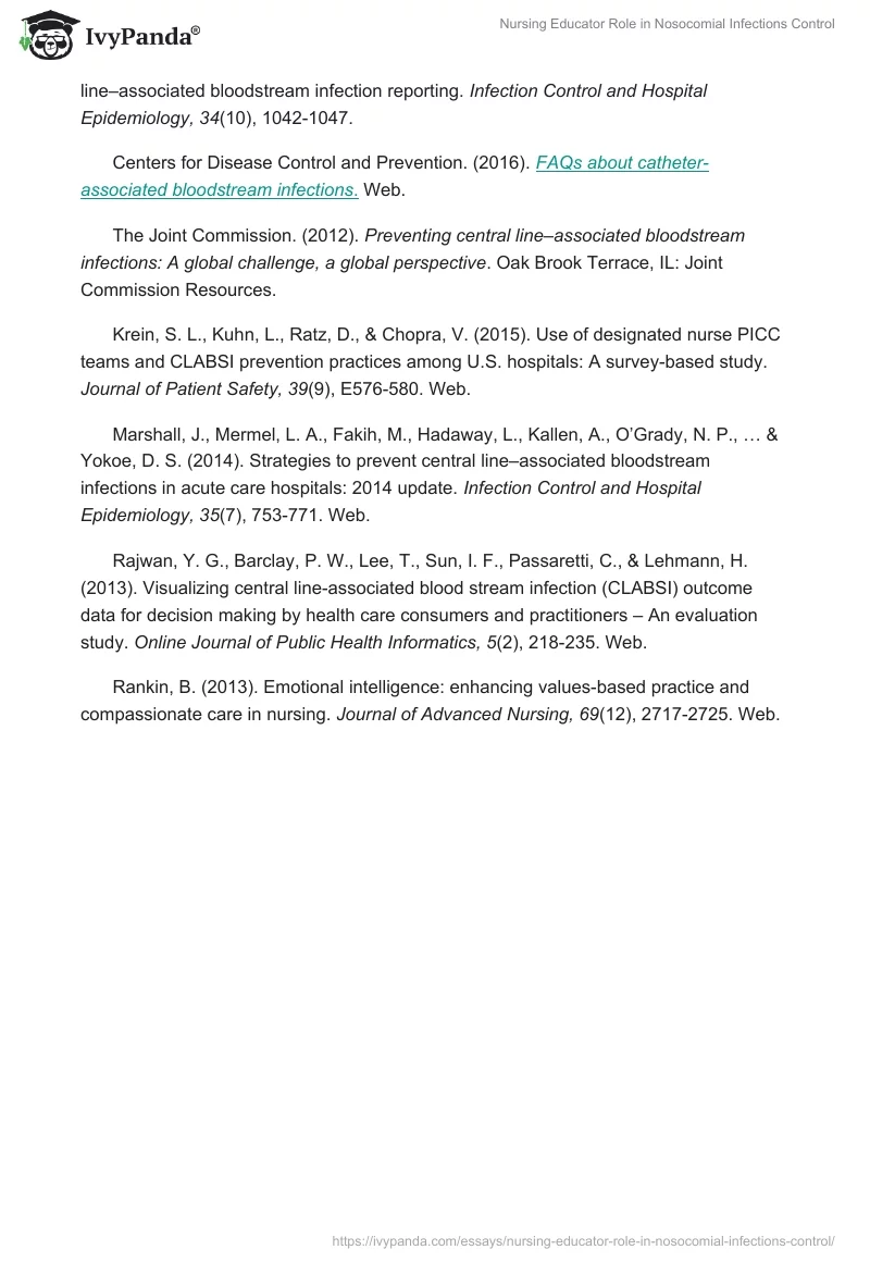 Nursing Educator Role in Nosocomial Infections Control. Page 5