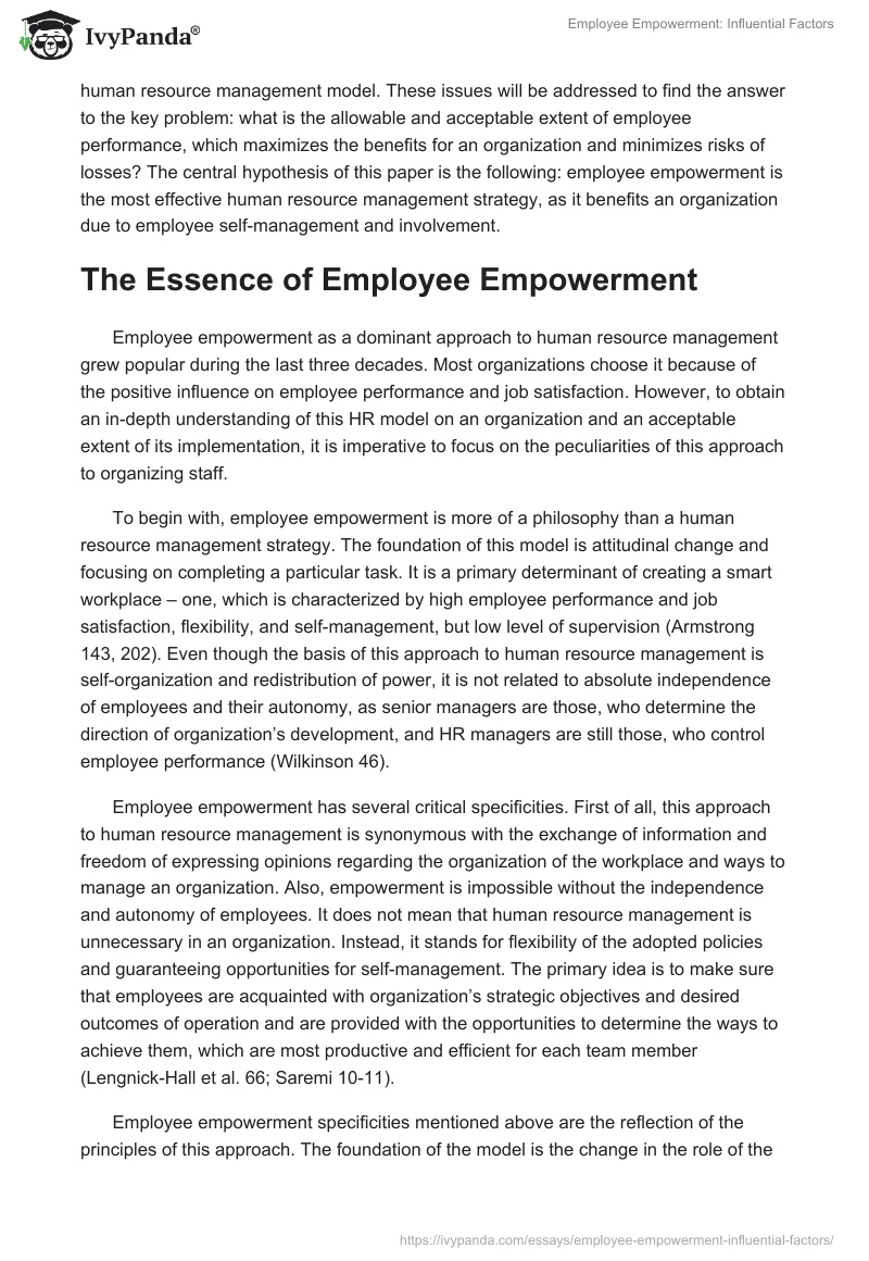 Employee Empowerment: Influential Factors. Page 3