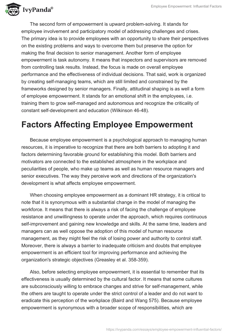 Employee Empowerment: Influential Factors. Page 5