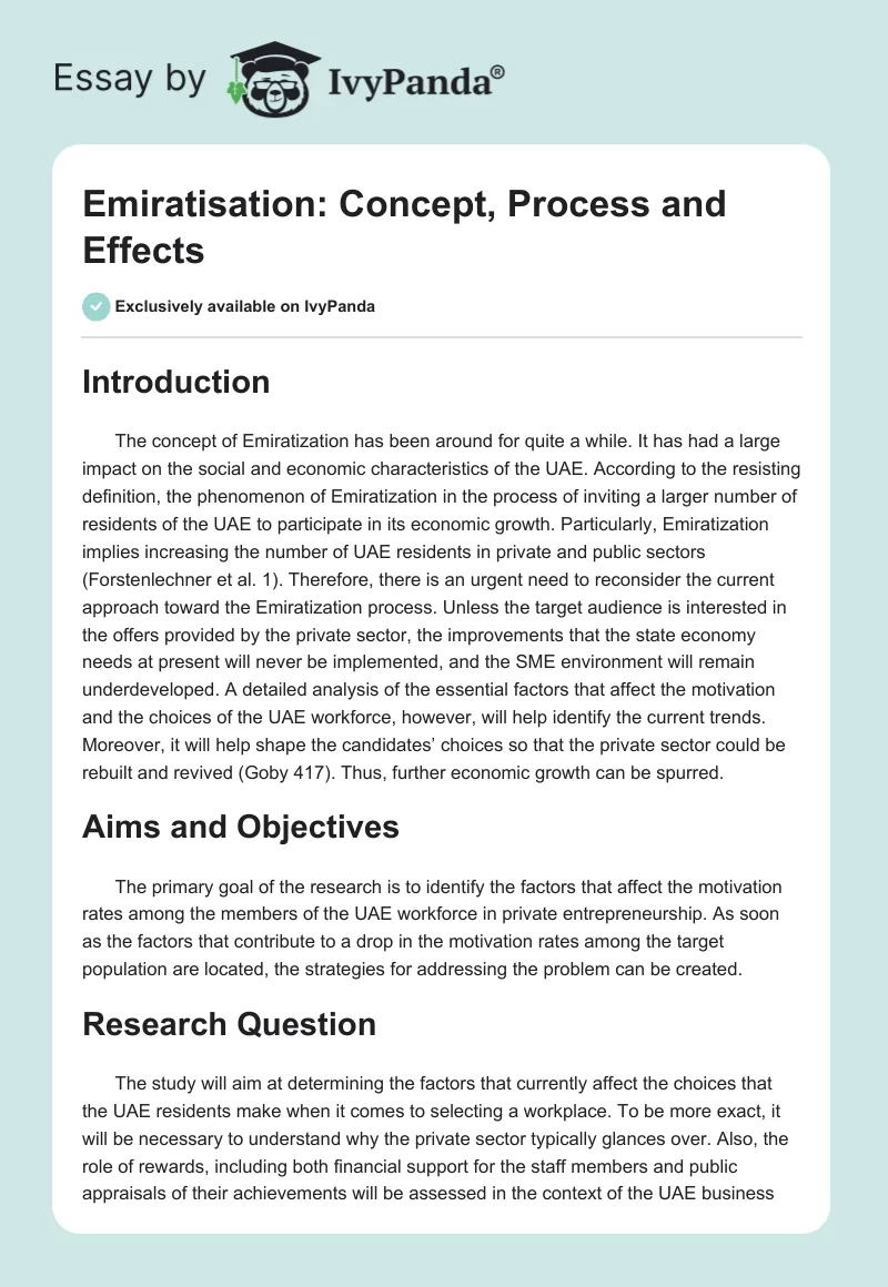 Emiratisation: Concept, Process and Effects. Page 1