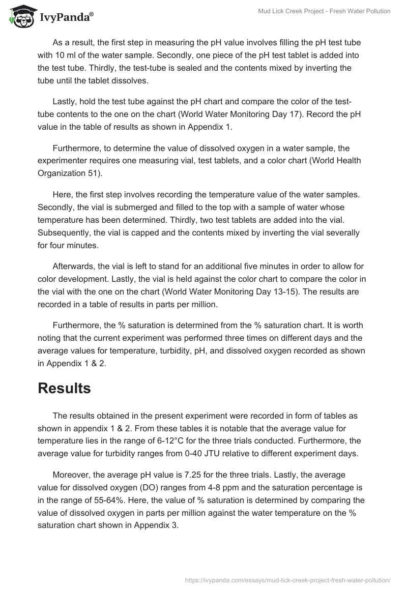 Mud Lick Creek Project - Fresh Water Pollution. Page 4