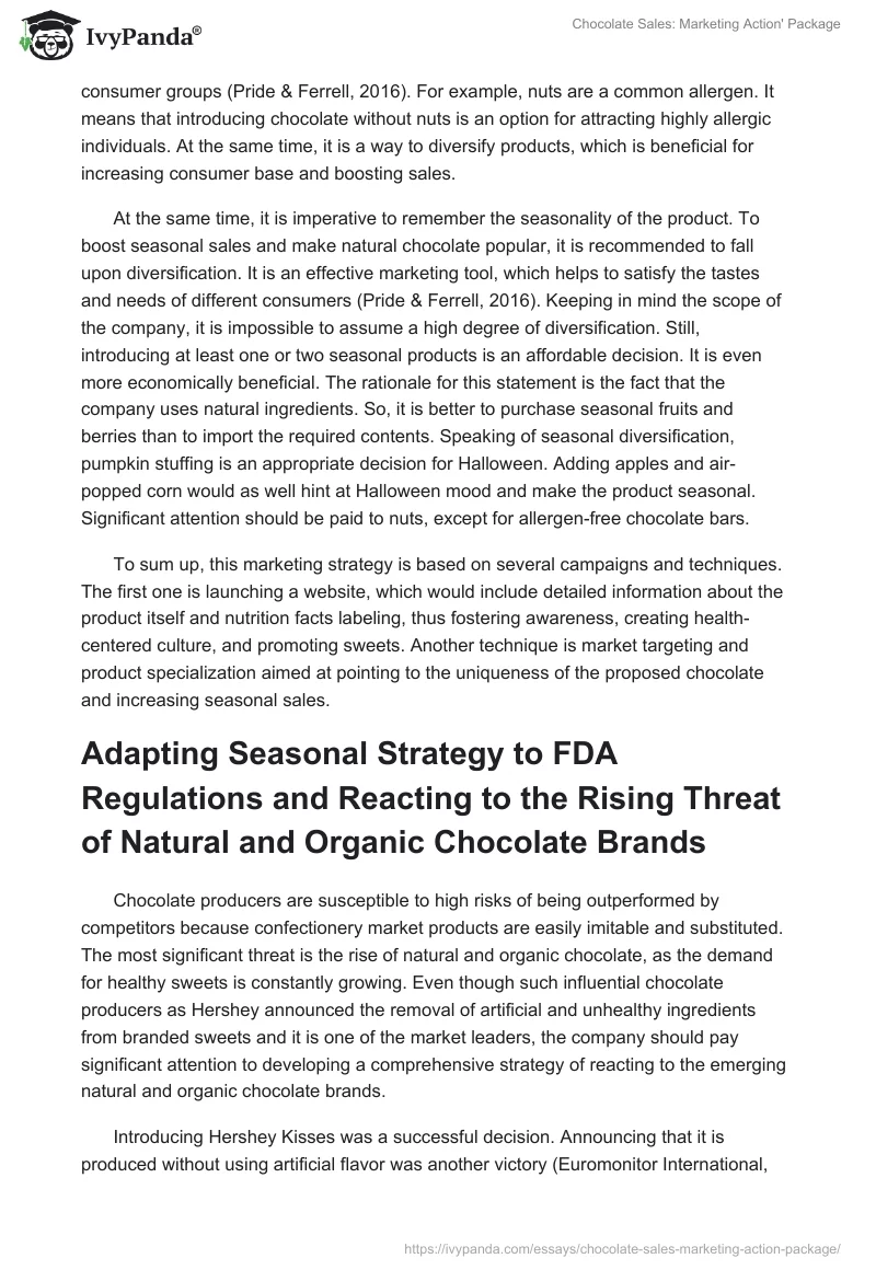 Chocolate Sales: Marketing Action' Package. Page 3