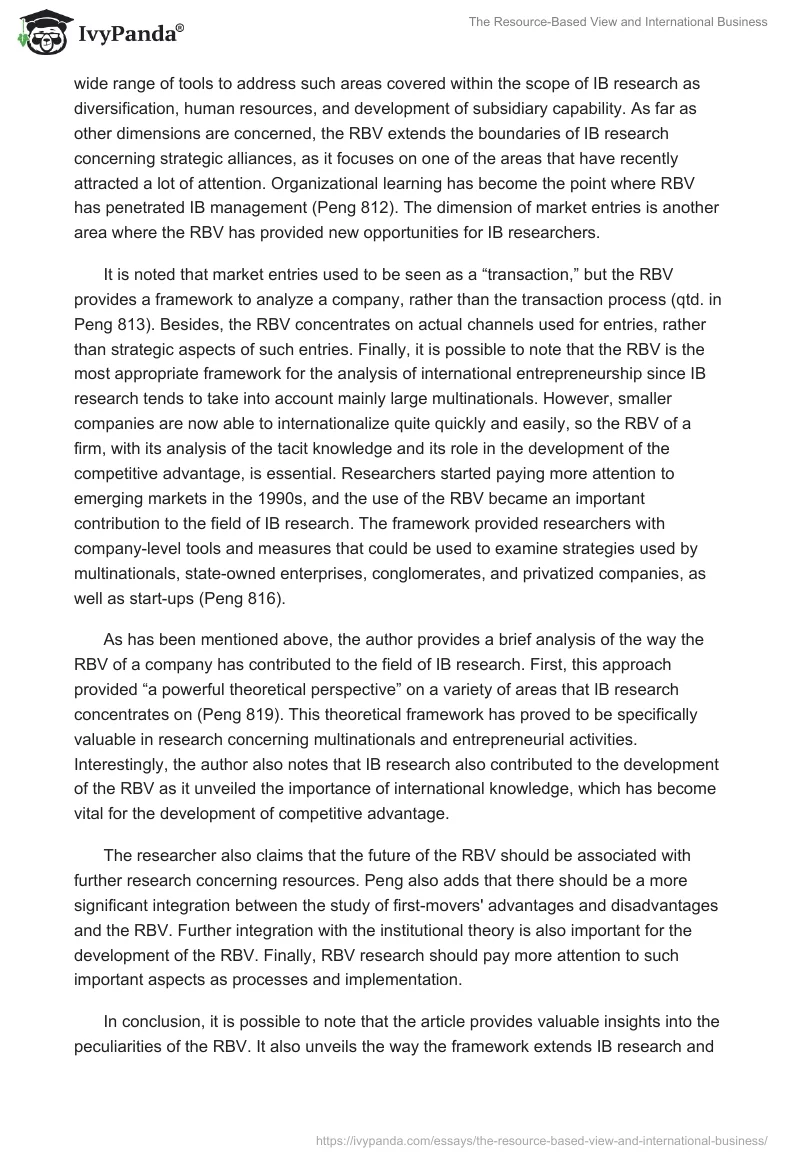 The Resource-Based View and International Business. Page 2