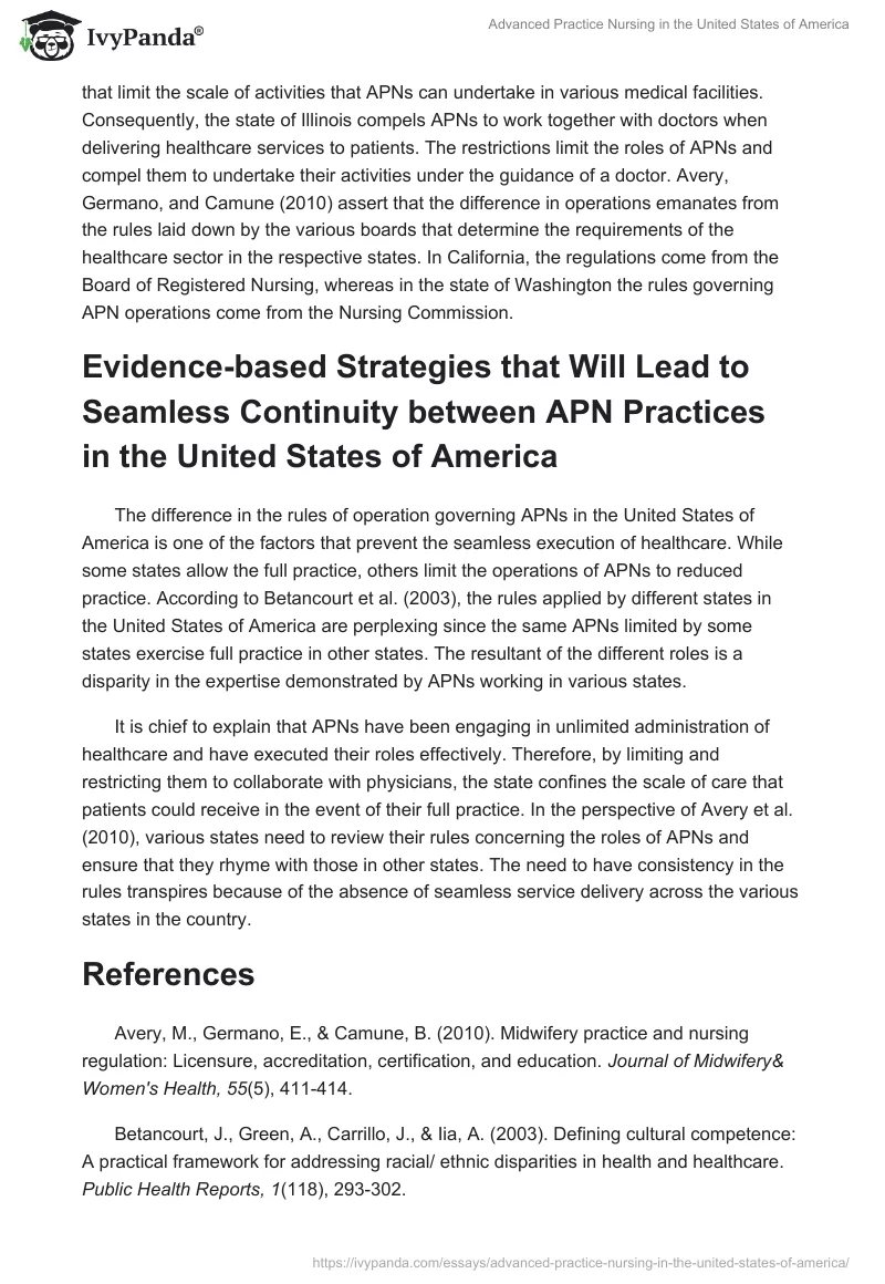 Advanced Practice Nursing in the United States of America. Page 2
