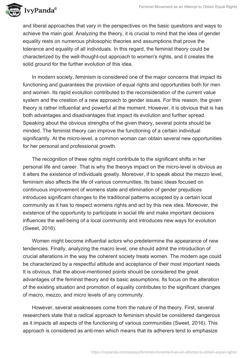 Feminist Movement as an Attempt to Obtain Equal Rights. Page 2
