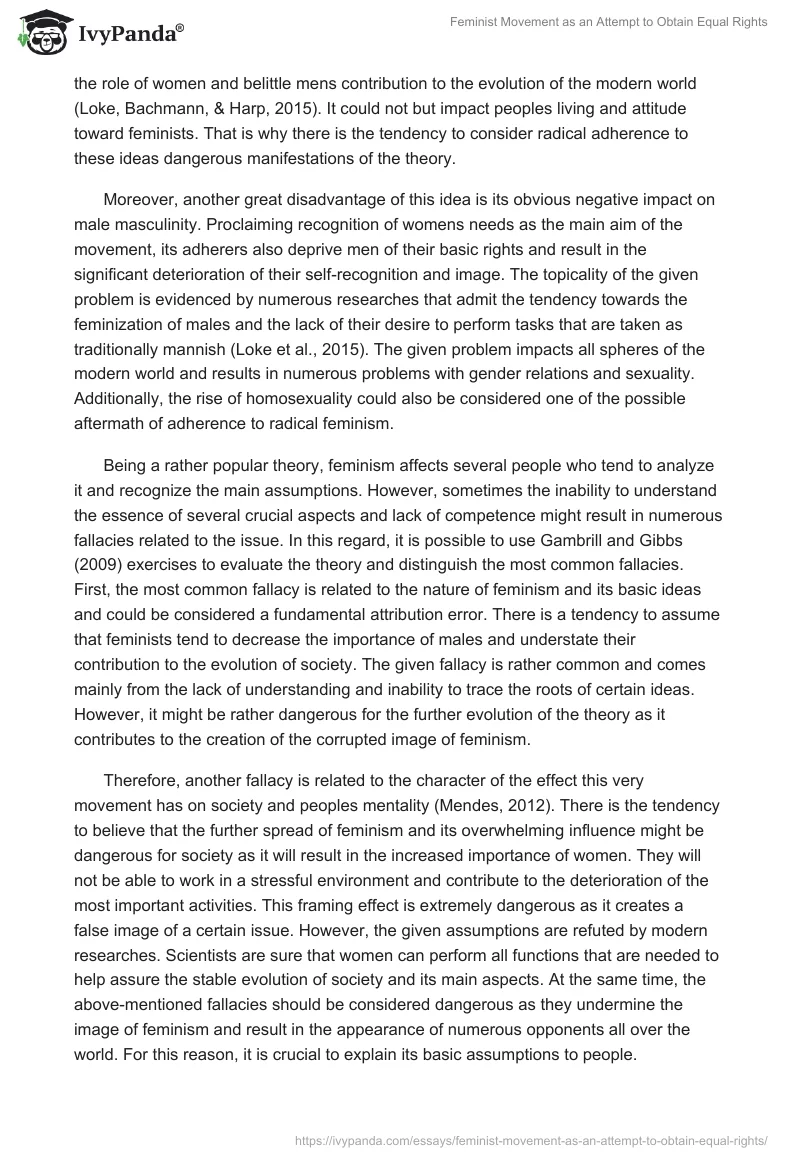 Feminist Movement as an Attempt to Obtain Equal Rights. Page 3