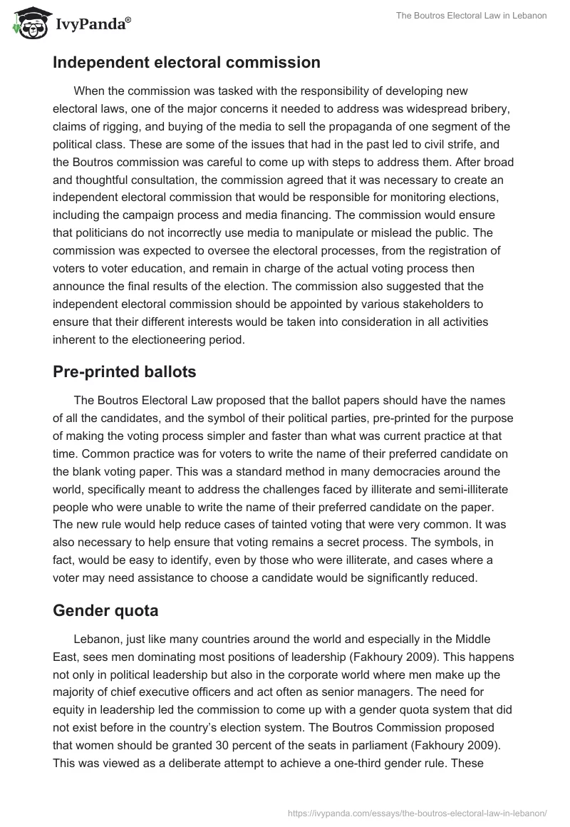 The Boutros Electoral Law in Lebanon. Page 4