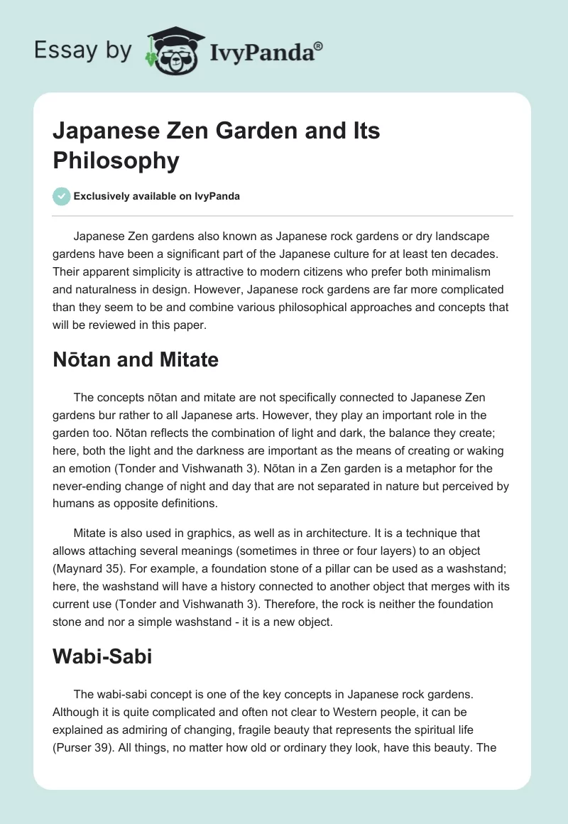 Japanese Zen Garden and Its Philosophy. Page 1