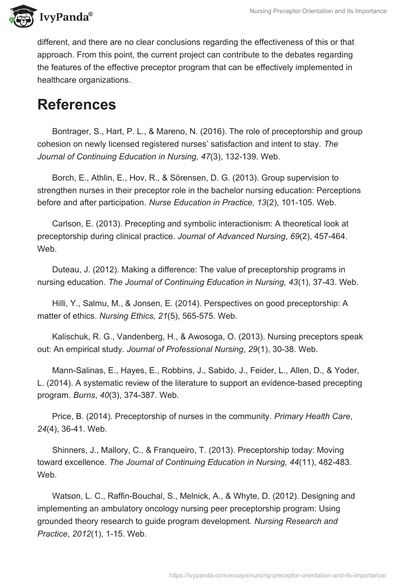 Nursing Preceptor Orientation and Its Importance. Page 4