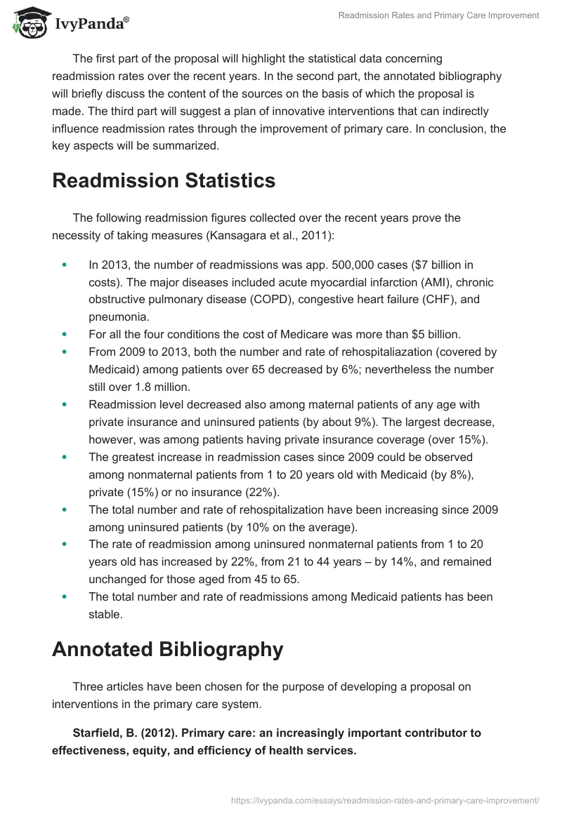 Readmission Rates and Primary Care Improvement. Page 2