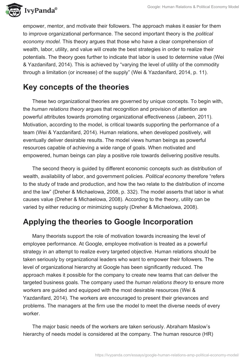 Google: Human Relations & Political Economy Model. Page 2