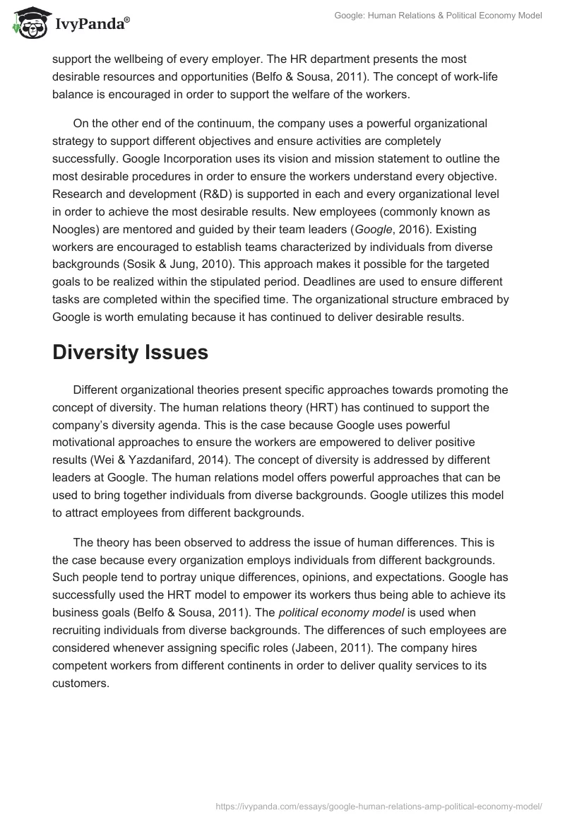 Google: Human Relations & Political Economy Model. Page 4