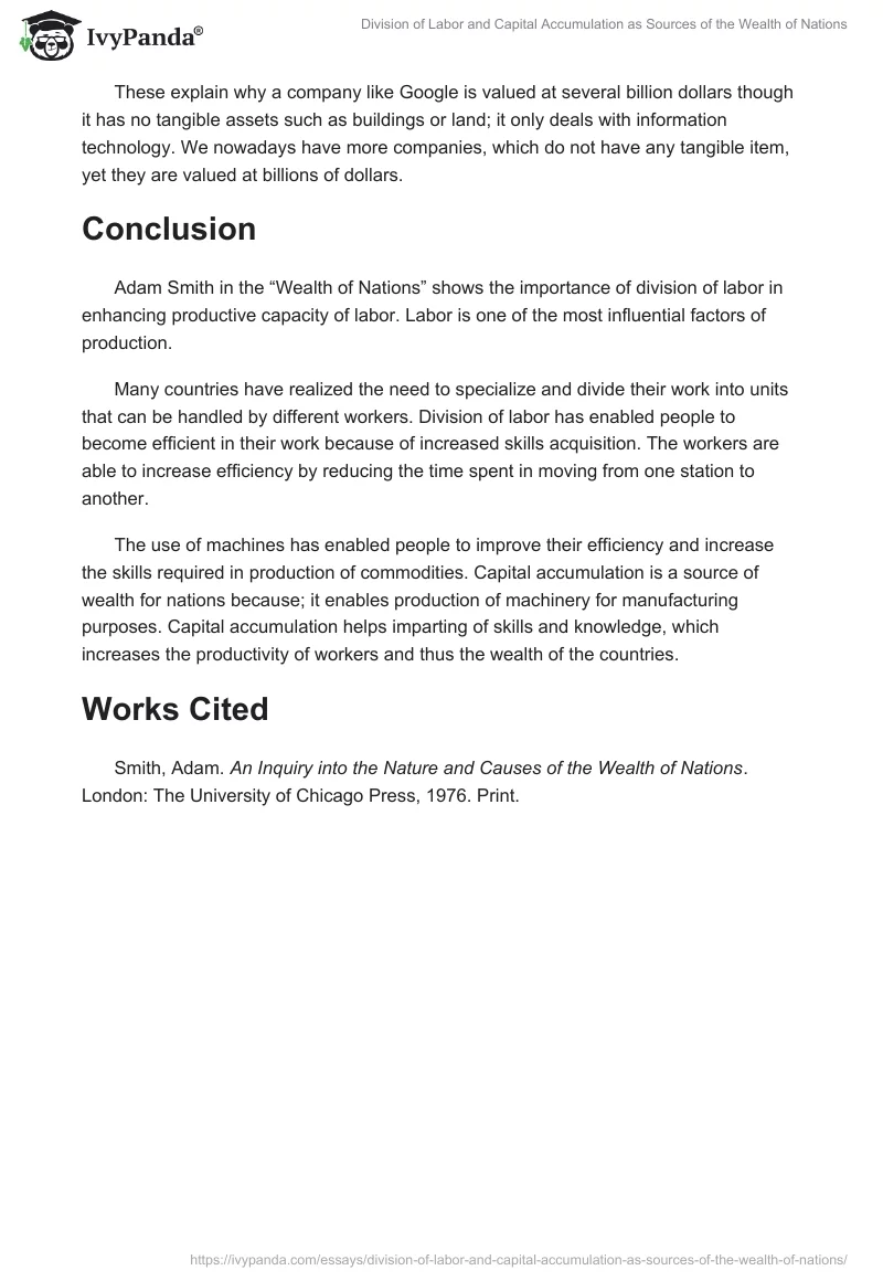 Division of Labor and Capital Accumulation as Sources of the Wealth of Nations. Page 4