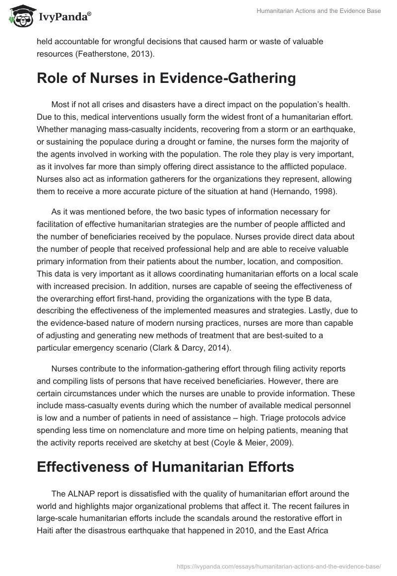 Humanitarian Actions and the Evidence Base. Page 5