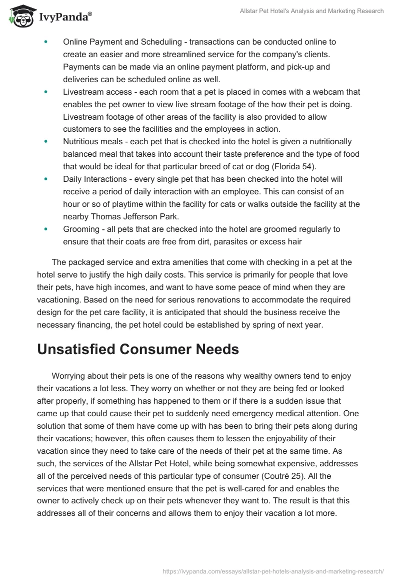 Allstar Pet Hotel's Analysis and Marketing Research. Page 2