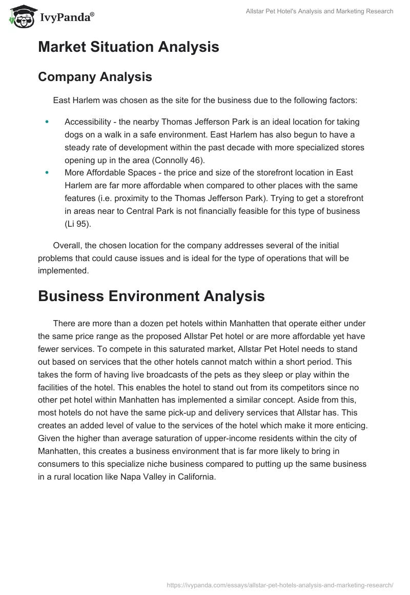 Allstar Pet Hotel's Analysis and Marketing Research. Page 3