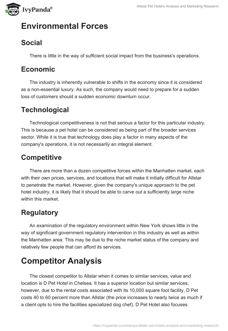 Allstar Pet Hotel's Analysis and Marketing Research. Page 4