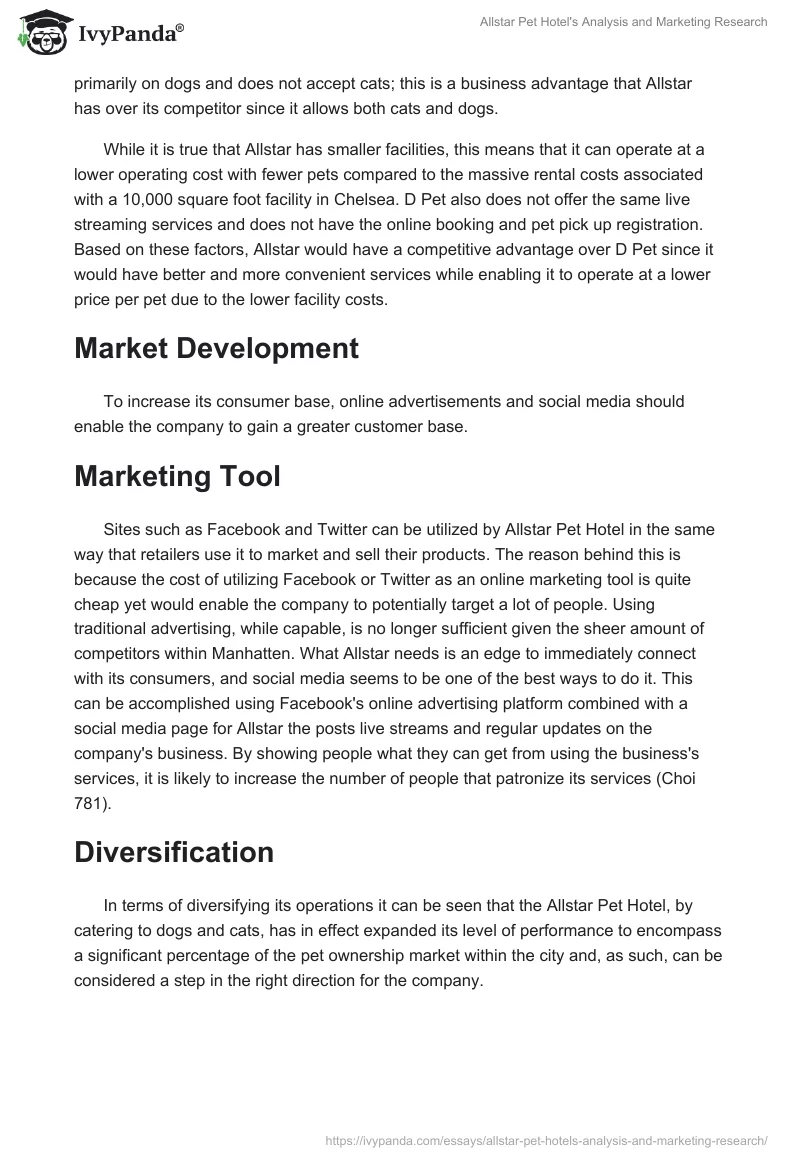Allstar Pet Hotel's Analysis and Marketing Research. Page 5