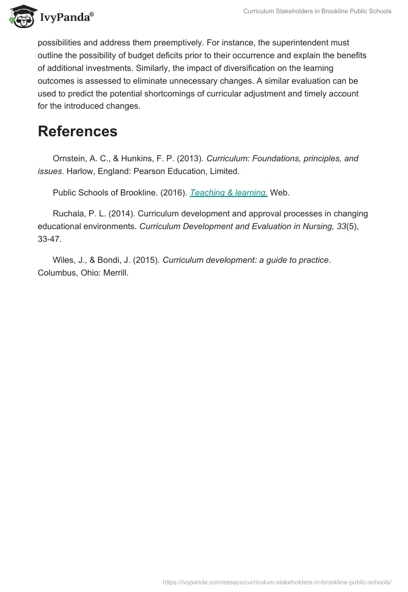 Curriculum Stakeholders in Brookline Public Schools. Page 4