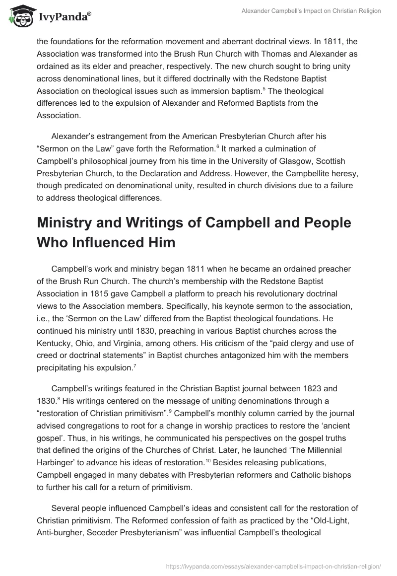 Alexander Campbell's Impact on Christian Religion. Page 2
