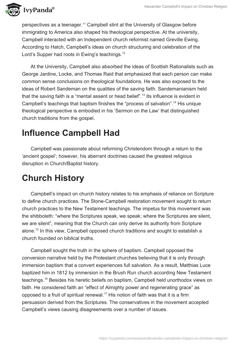 Alexander Campbell's Impact on Christian Religion. Page 3