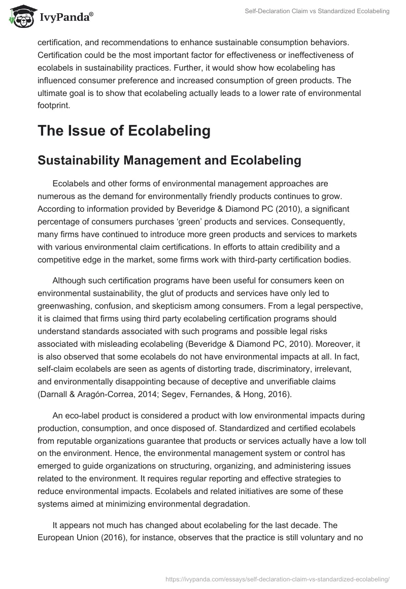 Self-Declaration Claim vs Standardized Ecolabeling. Page 2