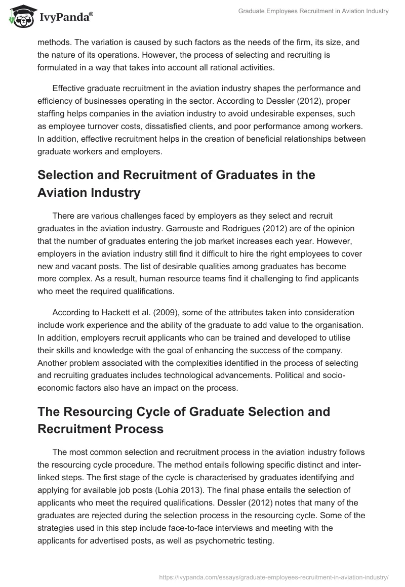 Graduate Employees Recruitment in Aviation Industry. Page 3