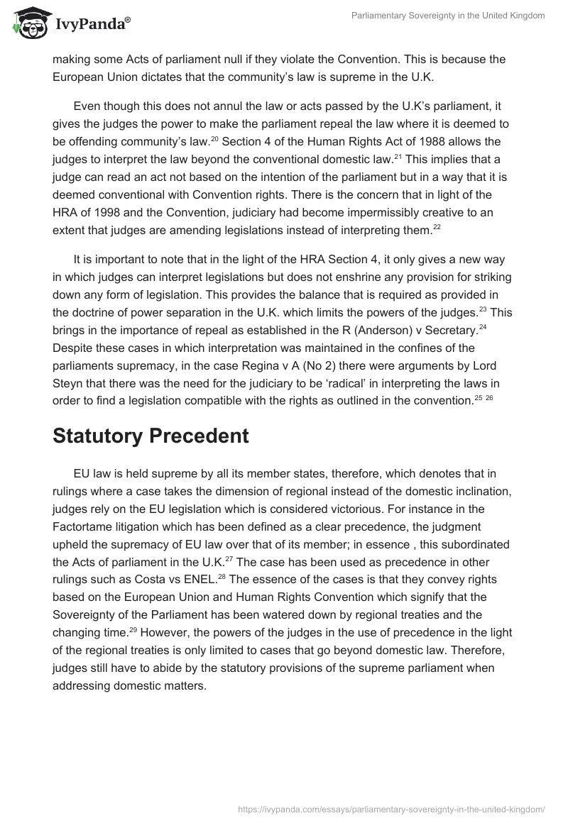 Parliamentary Sovereignty in the United Kingdom. Page 4