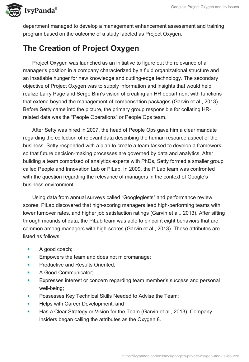 Google's Project Oxygen and Its Issues. Page 3