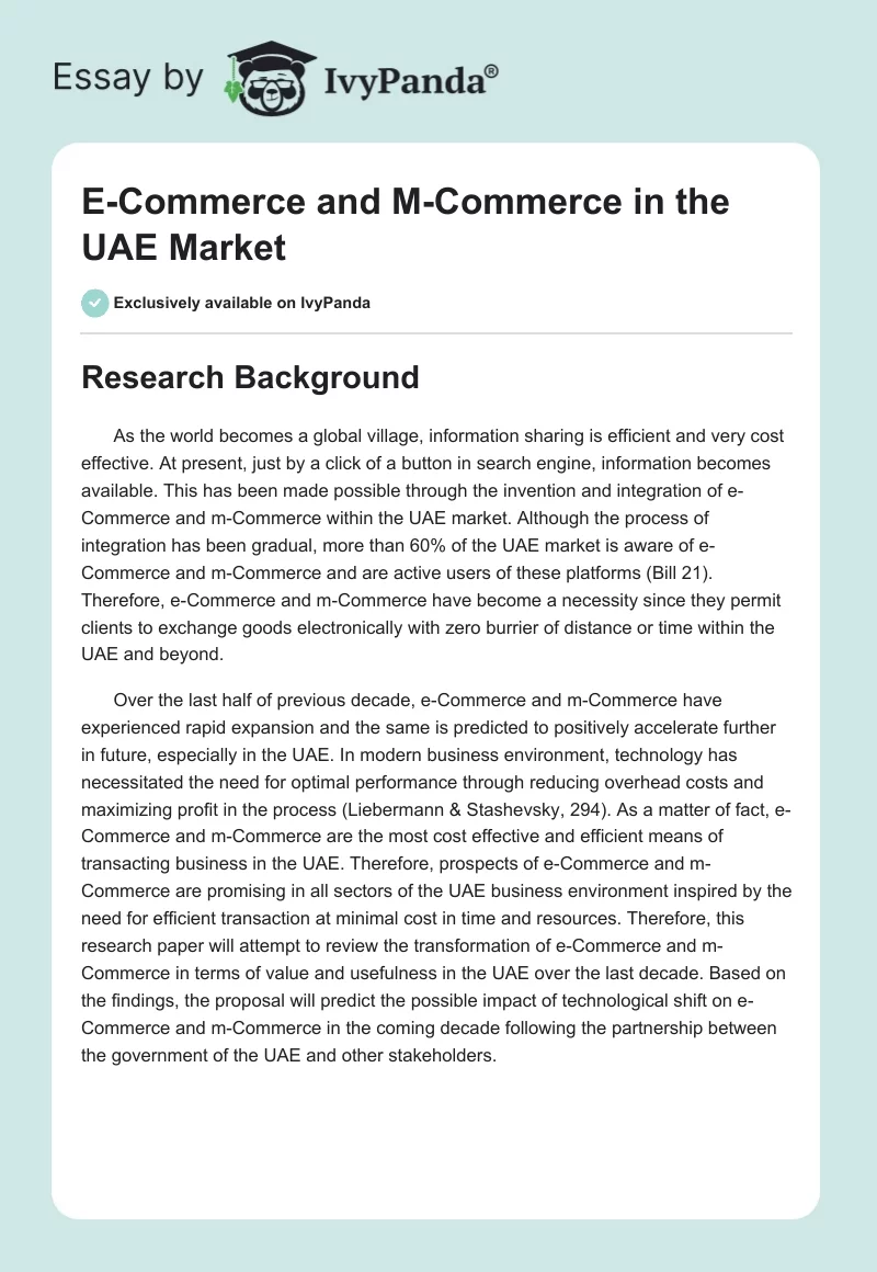 E-Commerce and M-Commerce in the UAE Market. Page 1