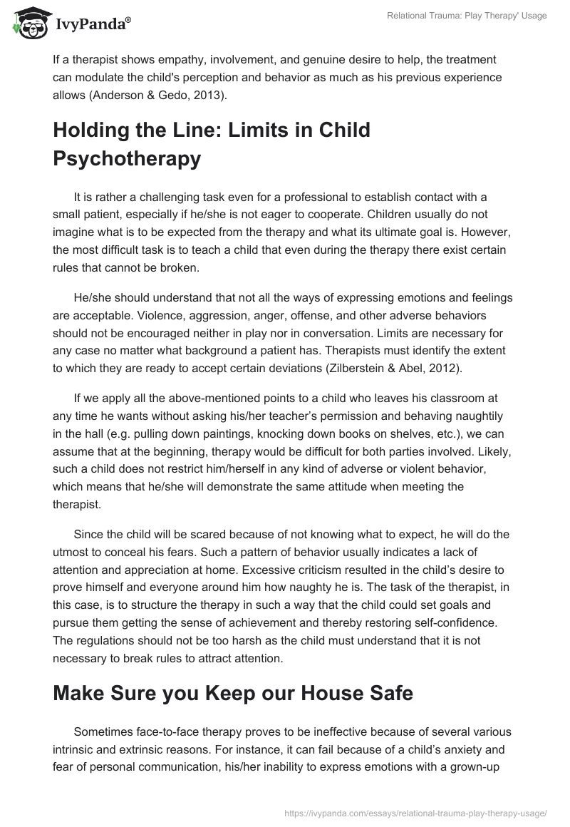 Relational Trauma: Play Therapy' Usage. Page 2